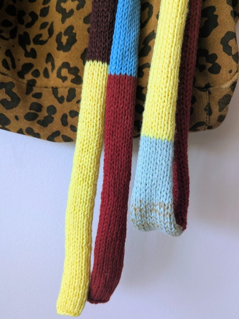 Merino Wool Skinny Scarf Blue Burgundy Butter Yellow Y2K - Picture 12 of 13